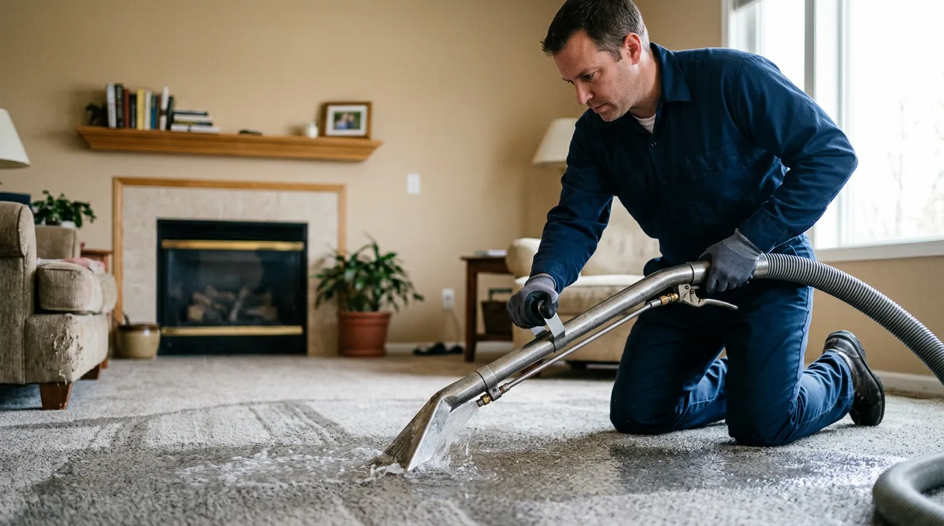Water damage restoration technician working near Pittsburg, MO